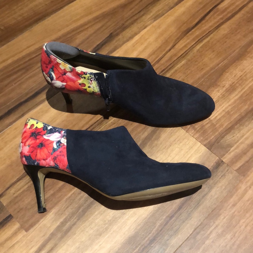 Miss Albright floral suede heels